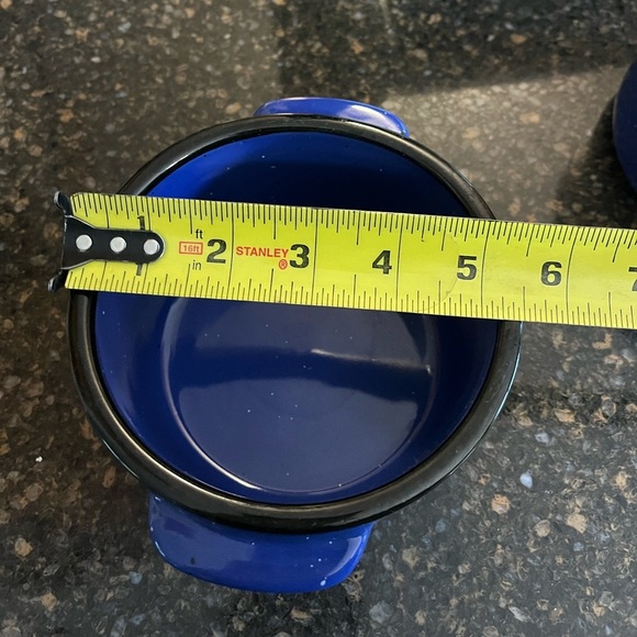 Von Pok & Chang Set of 2 Blue Speckled Black Rim Stoneware Soup/ Chili Bowls - Picture 4 of 5